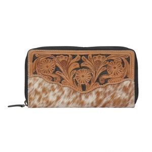 NWT Tooled Leather & Cowhide Taurus Wallet